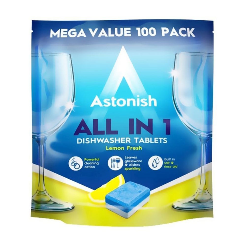 Таблетки для посудомийних машин Astonish All in 1 Dishwasher Tablets Lemon Fresh Все в одному, 100 шт